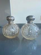 Set Antieke Parfumflessen Kristal en Zilver Topstaat, Antiek en Kunst, Antiek | Glas en Kristal, Ophalen of Verzenden