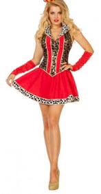 Leuke rood/wit/zwart/goud KONINGIN jurk, Ophalen, Carnaval, Nieuw, Kleding