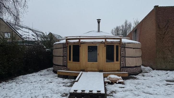 Showmodel yurt te koop - directe beschikbaarheid, Caravans en Kamperen, Tenten, tot en met 6, Nieuw, Ophalen