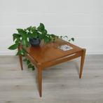 Vintage vierkante salontafel teak omkeerbaar blad, 50 tot 100 cm, Minder dan 50 cm, Ophalen of Verzenden, Zo goed als nieuw