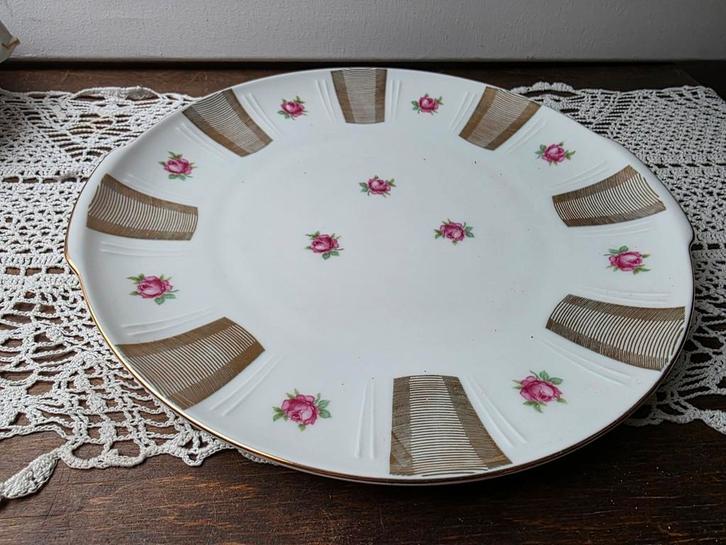 Hapjesschaal schaal met roosjes en goud, Huis en Inrichting, Keuken | Servies, Zo goed als nieuw, Schaal of Schalen, Overige stijlen