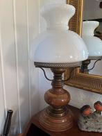 Klassieke Tafellamp met Glazen Kap, Huis en Inrichting, Lampen | Tafellampen, Ophalen, Gebruikt, Glas, Minder dan 50 cm