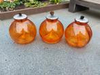 3 x Olielamp glas bolvormig oranje, Ophalen, Gebruikt, Overige materialen, Minder dan 25 cm