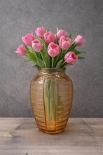 Vintage persglas zalm Roze Glazen Vaas artdeco, Ophalen of Verzenden