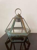 Oude Franse 6hoekig (koper?) met glas lampenkap., Antiek en Kunst, Antiek | Lampen, Ophalen of Verzenden