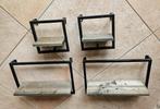 4 wandtrekjes Aluminium frame met houten plankjes, Ophalen of Verzenden, Zo goed als nieuw