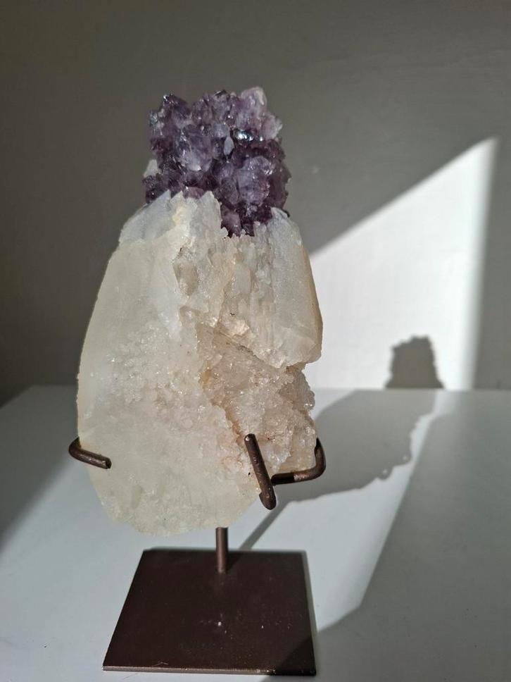 Calciet met amethist stalactiet, Verzamelen, Mineralen en Fossielen, Ophalen of Verzenden