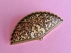 jwg Vintage 60s 70s waaier broche Damascene 24k goud verguld, Sieraden, Tassen en Uiterlijk, Antieke sieraden, Verzenden, Overige materialen