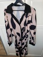 Jurk beige met zwarte print, Beige, Maat 42/44 (L), Nieuw, Ophalen of Verzenden