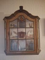 Antieke Houten Vitrinekast, Antiek, Minder dan 50 cm, Glas, Ophalen of Verzenden