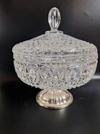Mooie kristallen koekjes/bonbon pot met zilveren voet, Antiek en Kunst, Ophalen of Verzenden