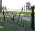 Antieke poort-inrijpoort met originele palen  3.75 meter, Tuin en Terras, Ophalen, Gebruikt, 150 tot 200 cm, IJzer