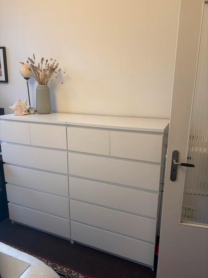 2 witte IKEA Malm ladekastjes, Huis en Inrichting, Kasten | Dressoirs, Gebruikt, 50 tot 100 cm, 25 tot 50 cm, Met lade(s), Kunststof