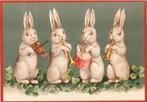 Gestanste kaart met antieke afb. 4 Konijntjes 10,5 x 15 cm., Meander, Nieuw, Ophalen of Verzenden, Meander