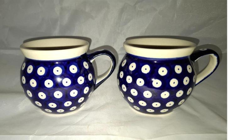 Bunzlau Castle Boleslawiec Boerenmokken Blue Eyes 0,2l, Antiek en Kunst, Curiosa en Brocante, Ophalen of Verzenden