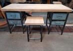 Industrieel bureau van eiken, Ophalen, Nieuw, Bureau