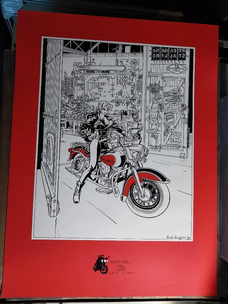 Henk Kuijpers  Franka - Zeefdruk Night Ride (Rode editie), Boeken, Stripboeken, Zo goed als nieuw, Eén stripboek, Ophalen of Verzenden