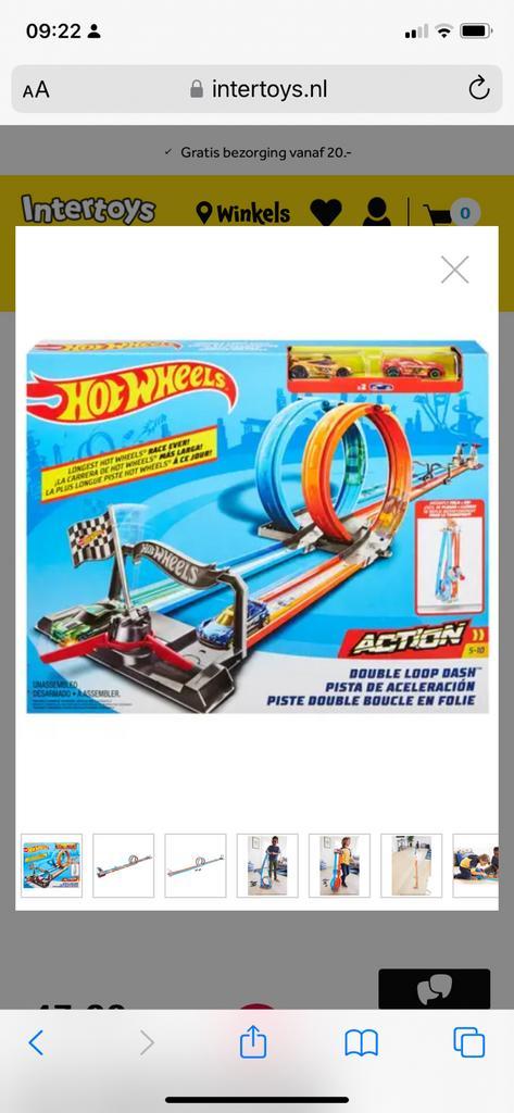 Hot Wheels City racebaan met dubbele looping, Kinderen en Baby's, Speelgoed | Racebanen, Zo goed als nieuw, Racebaan, Handmatig