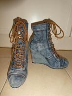 NIEUW Diesel laarzen maat 40 VINTAGE denim bont sleehak, Blauw, Lage of Enkellaarzen, Nieuw, Ophalen of Verzenden