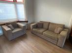 2 Zits Bank + Fauteuil massieve look TEAB, Ophalen, 75 tot 100 cm, Zo goed als nieuw, Rechte bank