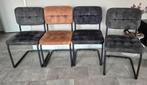 4x Haco eetkamerstoelen velvet look industrieel €240 set, Huis en Inrichting, Stoelen, Ophalen of Verzenden, Zo goed als nieuw