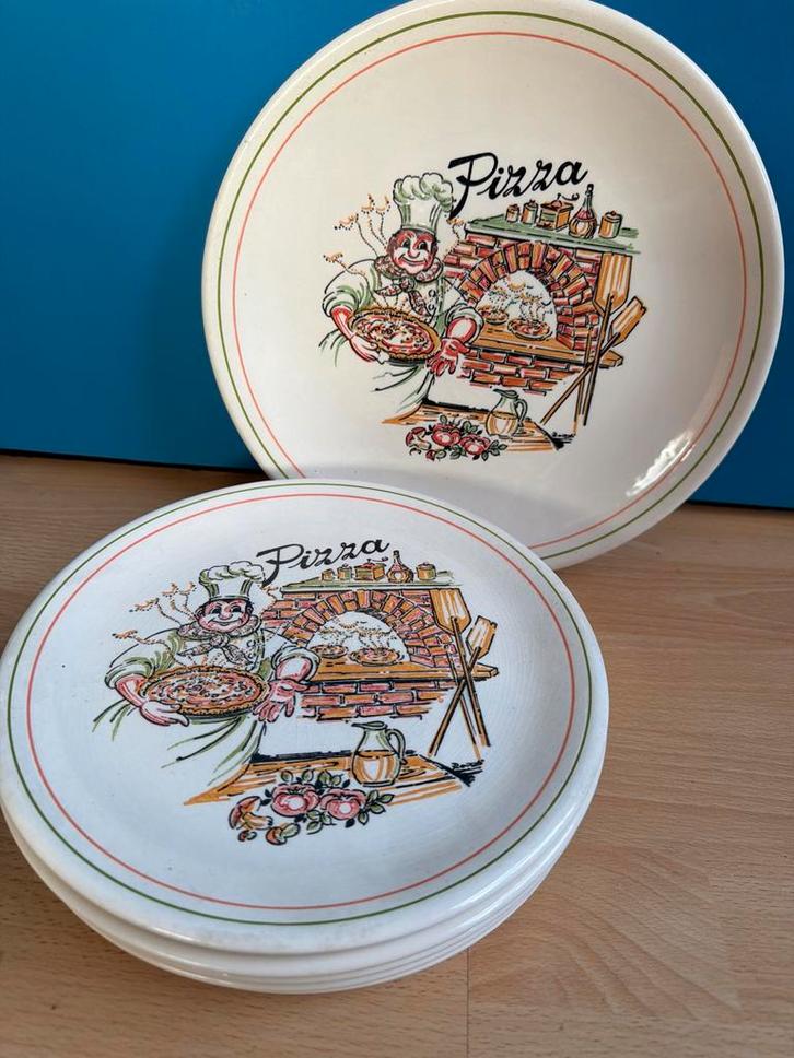 Pizza borden set + pizzaschaal, Huis en Inrichting, Keuken | Servies, Gebruikt, Bord(en), Overige stijlen, Aardewerk, Ophalen