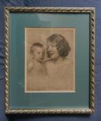 Fotolitho Moeder met kind Hermine Schindler Klebusch 1930, Antiek en Kunst, Ophalen of Verzenden
