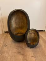 Egg windlicht groot en klein, Huis en Inrichting, Woonaccessoires | Kandelaars en Kaarsen, Ophalen, 25 tot 50 cm, Zwart, Zo goed als nieuw