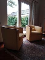 2 nog mooie zacht gele kuipstoelen, Huis en Inrichting, Fauteuils, Ophalen of Verzenden, Gebruikt, 75 tot 100 cm, 50 tot 75 cm