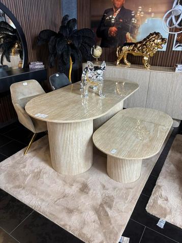 180 cm eettafel style travertin nieuw tafels stoelen beschikbaar voor biedingen