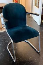 Gispen 413rh twee stuks, 200 stuk, buisstoel, retro, Huis en Inrichting, Stoelen, Gebruikt, Twee, Blauw, Ophalen of Verzenden