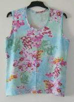 NIEUWE lichtblauwe top met roze bloemen, 100% katoen, XXL., Blauw, Maat 46/48 (XL) of groter, Nieuw, Ophalen of Verzenden