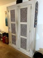 Oosterse kast met Marrokaans stijl mozaiekglas in whitewash, Ophalen, Gebruikt, 100 tot 150 cm, Wit