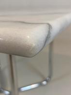 Vintage eettafel van Carrara marmer met chromen buisframe, Huis en Inrichting, Tafels | Eettafels, 100 tot 150 cm, Vintage, Zo goed als nieuw