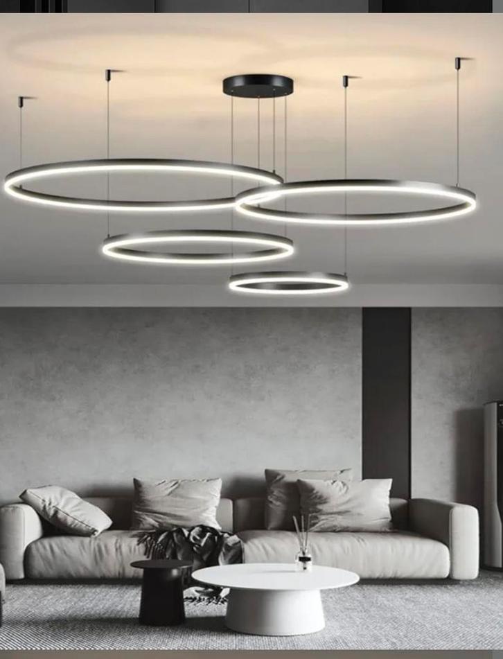 Moderne LED Ring Hanglamp, Huis en Inrichting, Lampen | Hanglampen, Nieuw, Minder dan 50 cm, Kunststof, Metaal, Ophalen of Verzenden