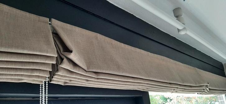 3 Vouwgordijnen Linnen/Jute Look, Huis en Inrichting, Stoffering | Gordijnen en Lamellen, Gebruikt, 150 tot 200 cm, 100 tot 150 cm