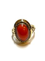 14k gouden ring met een bloedkoraal, Sieraden, Tassen en Uiterlijk, Ringen, 18 tot 19, -, -, Ophalen of Verzenden
