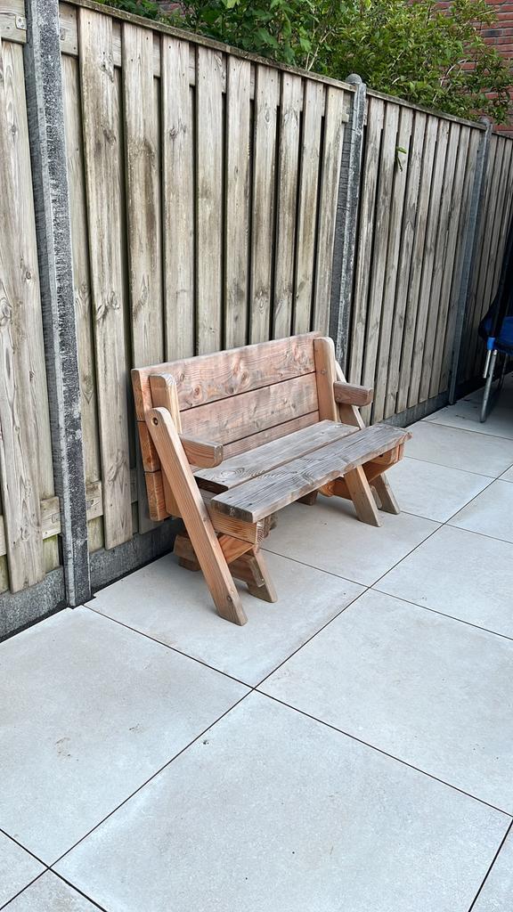 Inklapbare picknicktafel, Tuin en Terras, Picknicktafels, Zo goed als nieuw, Rechthoekig, Hout, Inklapbaar, Ophalen