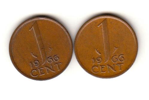 Juliana 1 cent 1966a en b variant met kleine en grote 66, Postzegels en Munten, Munten | Nederland, Setje, Koningin Juliana, Verzenden