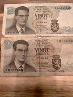 2 maal 20 Frank België 1964, Postzegels en Munten, Bankbiljetten | België, Ophalen of Verzenden