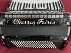 Italiaanse Charron Frères waaierklavier accordeon. 4 korig., Muziek en Instrumenten, Accordeons, 120-bas, Met riemen, Toetsaccordeon