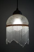 vintage Kralen Hanglamp Vintage Bohemian glas messing., Gebruikt, Vintage bohemian, Ophalen of Verzenden, Glas