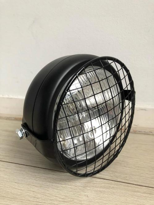 Koplamp zwart caferacer bobber scrambler + rooster, Motoren, Onderdelen | Merk-onafhankelijk, Nieuw, Ophalen of Verzenden