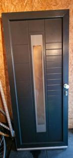 Moderne Voordeur en Zijlicht <kunststof >, Ophalen, 80 tot 100 cm, Glas, 200 tot 215 cm