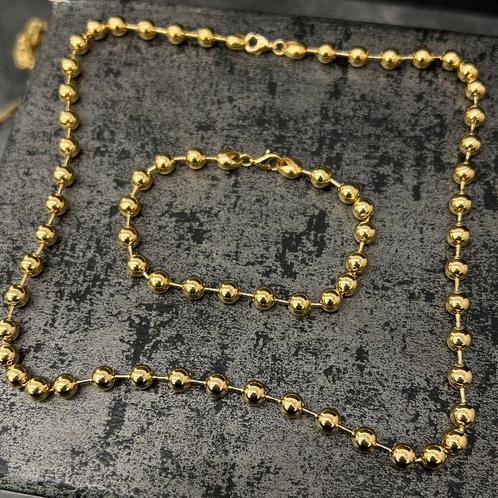 18k gouden ketting met armband kralen ketting balletjes, Sieraden, Tassen en Uiterlijk, Kettingen, Nieuw, Goud, Ophalen of Verzenden