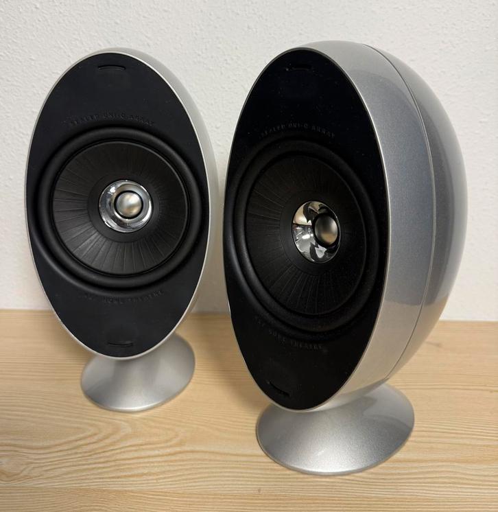 KEF HTS3001 satellite speakers “TOP STAAT” High Gloss Silver, Audio, Tv en Foto, Luidsprekers, Zo goed als nieuw, Front, Rear of Stereo speakers