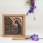 Dubbele kaart met envelop handgemaakt linosnede 15x15 cm, Ophalen of Verzenden, Nieuw