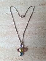 Zilveren 925 ketting met 5 edelstenen, Sieraden, Tassen en Uiterlijk, Kettingen, Ophalen of Verzenden, Zo goed als nieuw, Met edelsteen