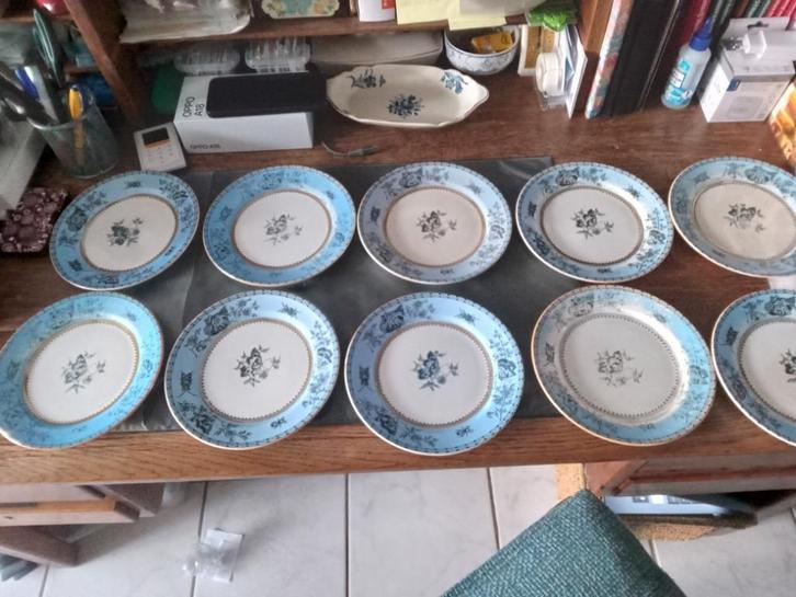 10 ontbijt bordjes Butterfly van societe Ceramique blauw, Antiek en Kunst, Antiek | Servies los, Ophalen of Verzenden