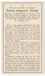 Petrus Johannes Teunis 1936 Hoogerheide + 1962 Ossendrecht, Verzenden